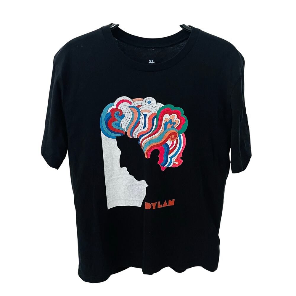 Vintage Style Bob Dylan Poster Art T-Shirt Psychedelic Hair XL Black